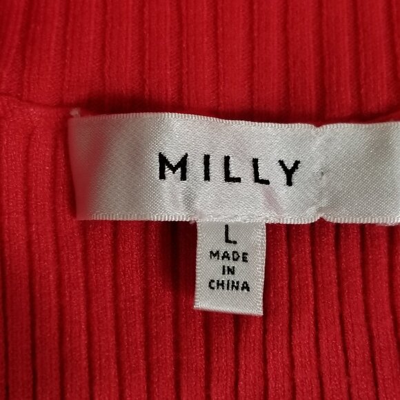 Milly L Red Ribbed Knit Off Shoulder Top Blouse - Picture 4 of 6